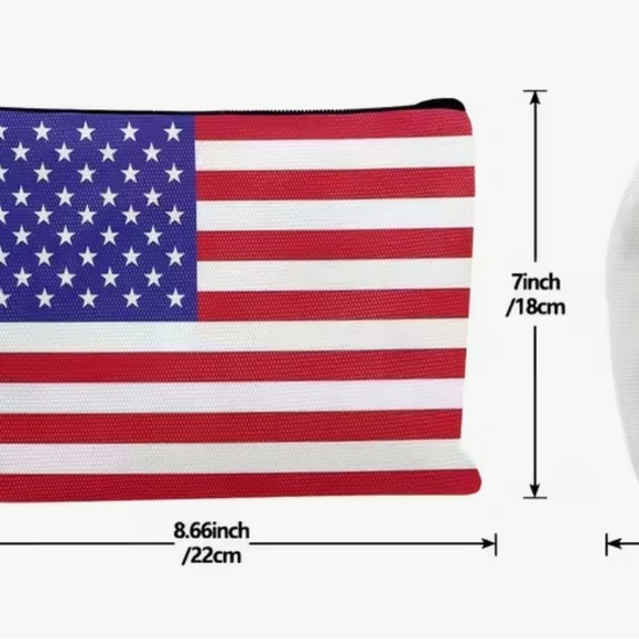 American Flag Cosmetic Canvas Bag NIP - Picture 2 of 3